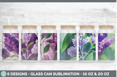 Lilacs Glass Can | Sublimation Beer Mason Jar