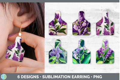 Lilacs Cow Tag Earring | Sublimation Cattle Ear Tag