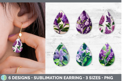 Lilacs Teardrop Earring | Sublimation Designs Bundle