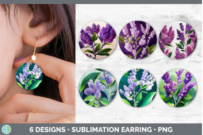 Lilacs Round Earring | Sublimation Designs Bundle