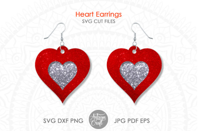 Heart earrings SVG, Valentine Earrings SVG, laser cut earrings