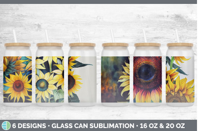 Sunflowers Glass Can | Sublimation Beer Mason Jar