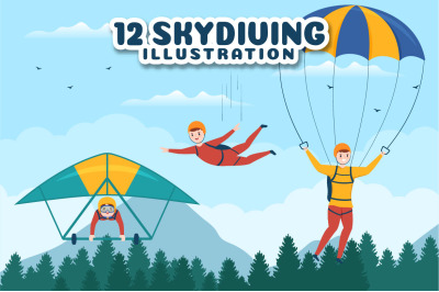 12 Skydiving Sport Illustration