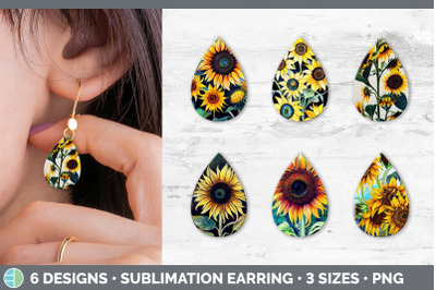 Sunflowers Teardrop Earring | Sublimation Designs Bundle