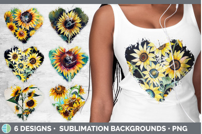 Sunflowers Heart Distressed Clipart