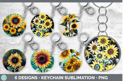 Sunflowers Keychain Bundle | Keyring Sublimation Designs