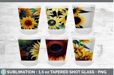 Sunflowers Shot Glass Sublimation | Shot Glass 1.5oz Tapered