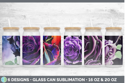 Purple Roses Glass Can | Sublimation Beer Mason Jar