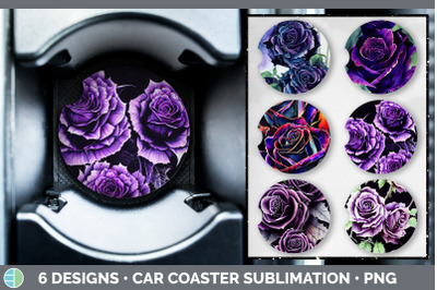 Purple Roses Car Coaster | Sublimation Designs Bundle