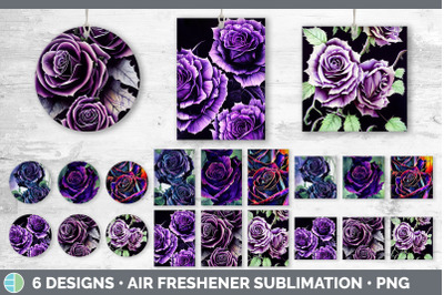 Purple Roses Air Freshener | Sublimation Designs Bundle