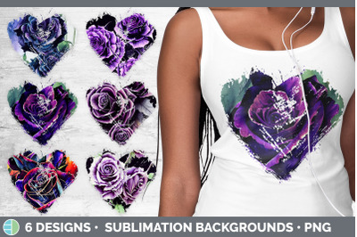 Purple Roses Heart Distressed Clipart