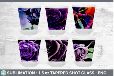 Purple Roses Shot Glass Sublimation | Shot Glass 1.5oz Tapered