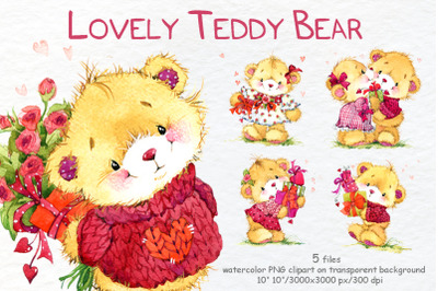 Watercolor Teddy Bear Clipart