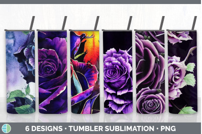 Purple Roses Tumbler Sublimation Bundle