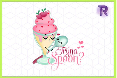 Tryna Spoon Cute Ice Cream with Spoon