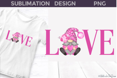 Love Gnome Sublimation Design