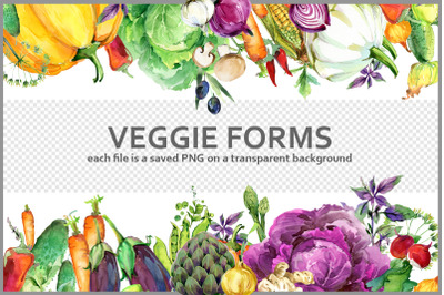 Watercolor Vegetables PNG
