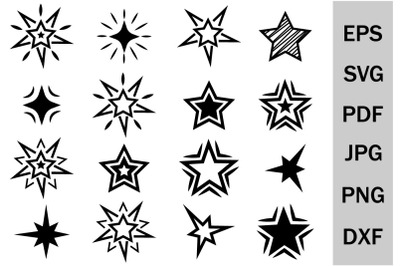 Bundle of svg Star badges. Twinkling stars, svg Sparks