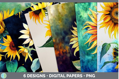 Sunflowers Backgrounds | Digital Scrapbook Papers