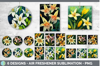 Lilies Air Freshener | Sublimation Designs Bundle