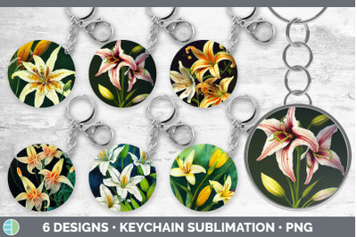 Lilies Keychain Bundle | Keyring Sublimation Designs