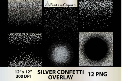Silver Confetti Overlay | Confetti Borders Clipart PNG