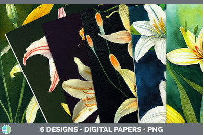 Lilies Backgrounds | Digital Scrapbook Papers
