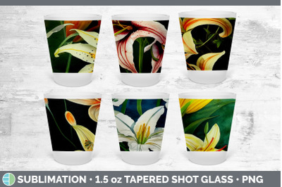 Lilies Shot Glass Sublimation | Shot Glass 1.5oz Tapered