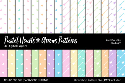 Pastel Hearts And Arrows Digital Papers