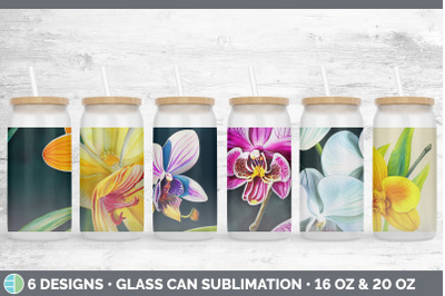 Orchids Glass Can | Sublimation Beer Mason Jar