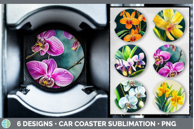 Orchids Car Coaster | Sublimation Designs Bundle