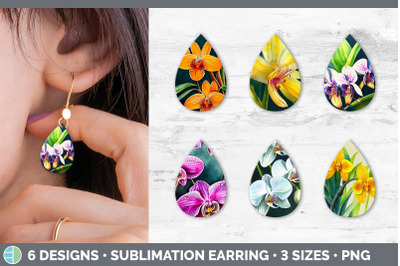 Orchids Teardrop Earring | Sublimation Designs Bundle