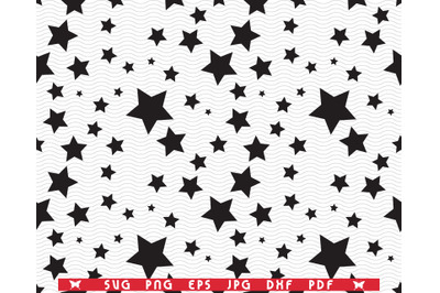 SVG Black Stars, Seamless pattern digital clipart