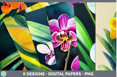 Orchids Backgrounds | Digital Scrapbook Papers