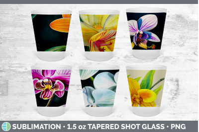 Orchids Shot Glass Sublimation | Shot Glass 1.5oz Tapered