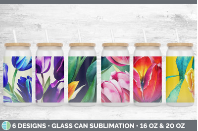 Tulips Glass Can | Sublimation Beer Mason Jar