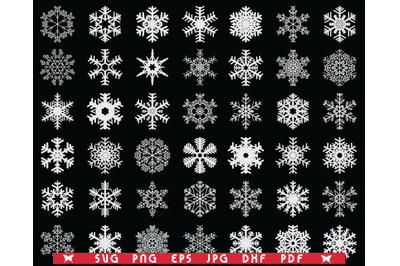 SVG White Snowflakes, Seamless Pattern digital clipart