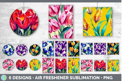 Tulips Air Freshener | Sublimation Designs Bundle