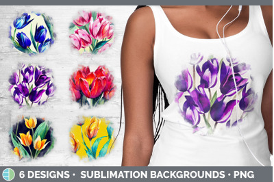 Tulips Background | Grunge Sublimation Backgrounds