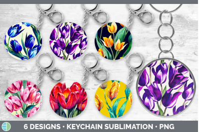 Tulips Keychain Bundle | Keyring Sublimation Designs