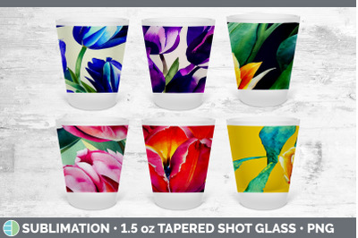 Tulips Shot Glass Sublimation | Shot Glass 1.5oz Tapered