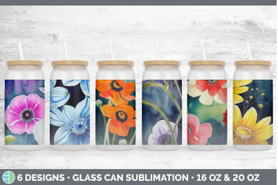 Anemones Glass Can | Sublimation Beer Mason Jar