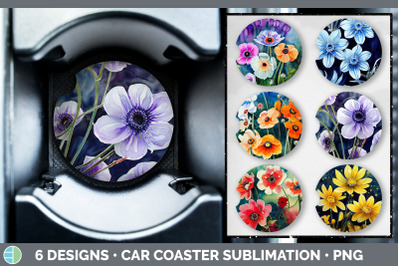 Anemones Car Coaster | Sublimation Designs Bundle