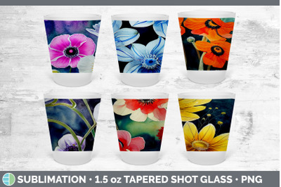 Anemones Shot Glass Sublimation | Shot Glass 1.5oz Tapered