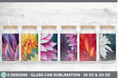 Dahlias Glass Can | Sublimation Beer Mason Jar