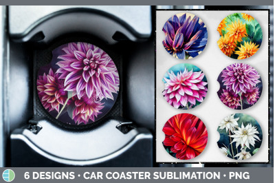 Dahlias Car Coaster | Sublimation Designs Bundle