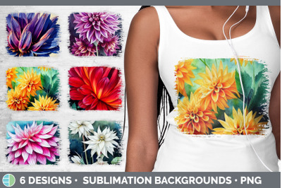 Dahlias Distressed Sublimation Background Panel