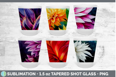 Dahlias Shot Glass Sublimation | Shot Glass 1.5oz Tapered