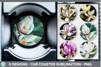 Magnolias Car Coaster | Sublimation Designs Bundle