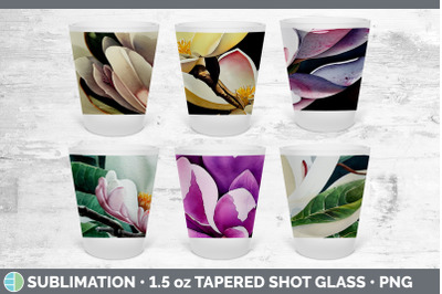 Magnolias Shot Glass Sublimation | Shot Glass 1.5oz Tapered